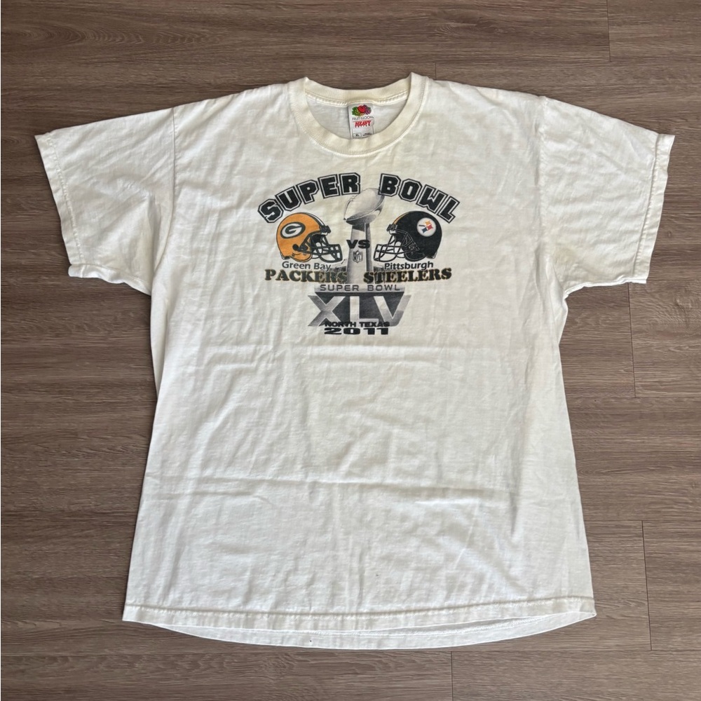 2011 Steelers VS Packers White Super Bowl XLV T-Shirt